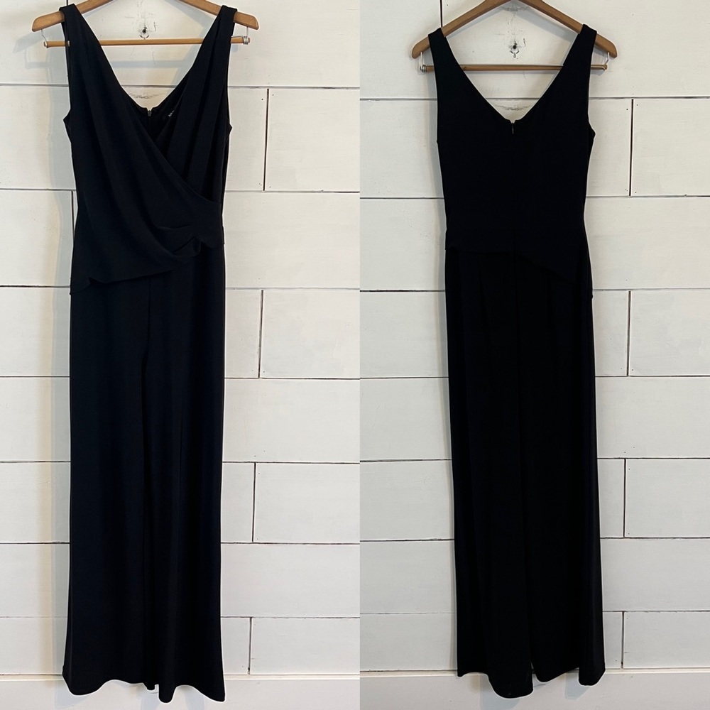 Nine West Black Sleeveless Jumpsuit with Asymmetrical Bodice. Size 4. - Picture 5 of 14